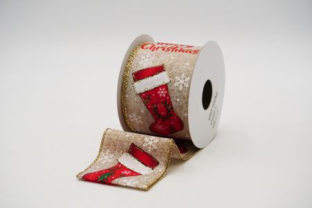 Cinta con alambre para calcetines navideños_KF6469G-14_Natural